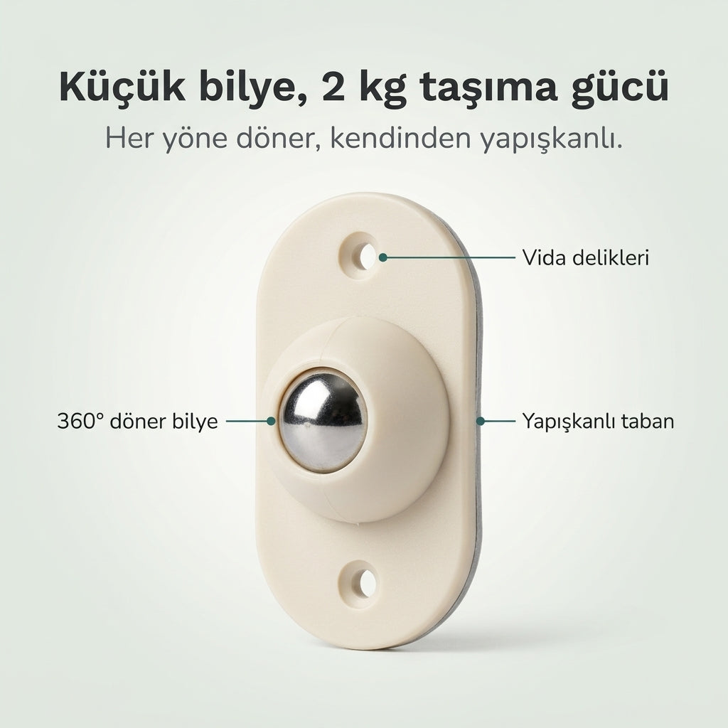 360° Döner Bilyeli Eşya Kaydırıcı